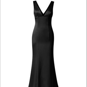 AMSALE LEIF GOWN BLACK SATIN